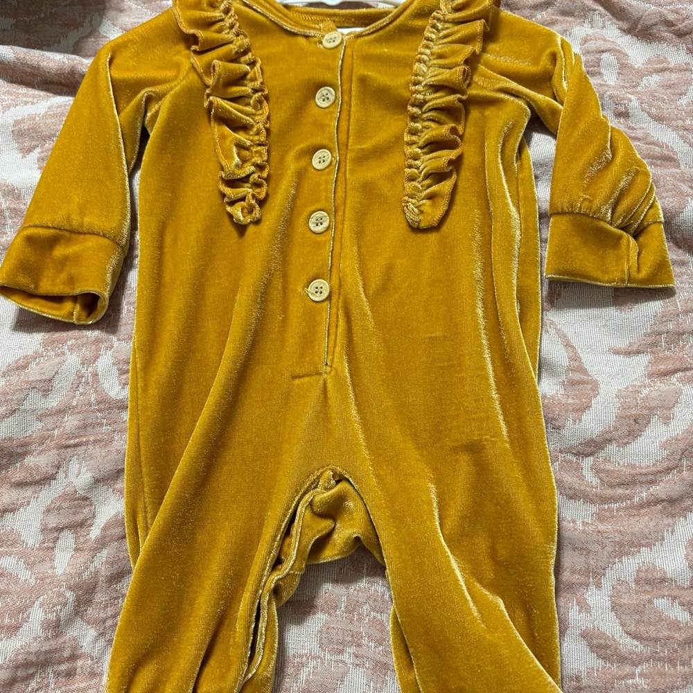 Gold Ruffled Kids One Piece